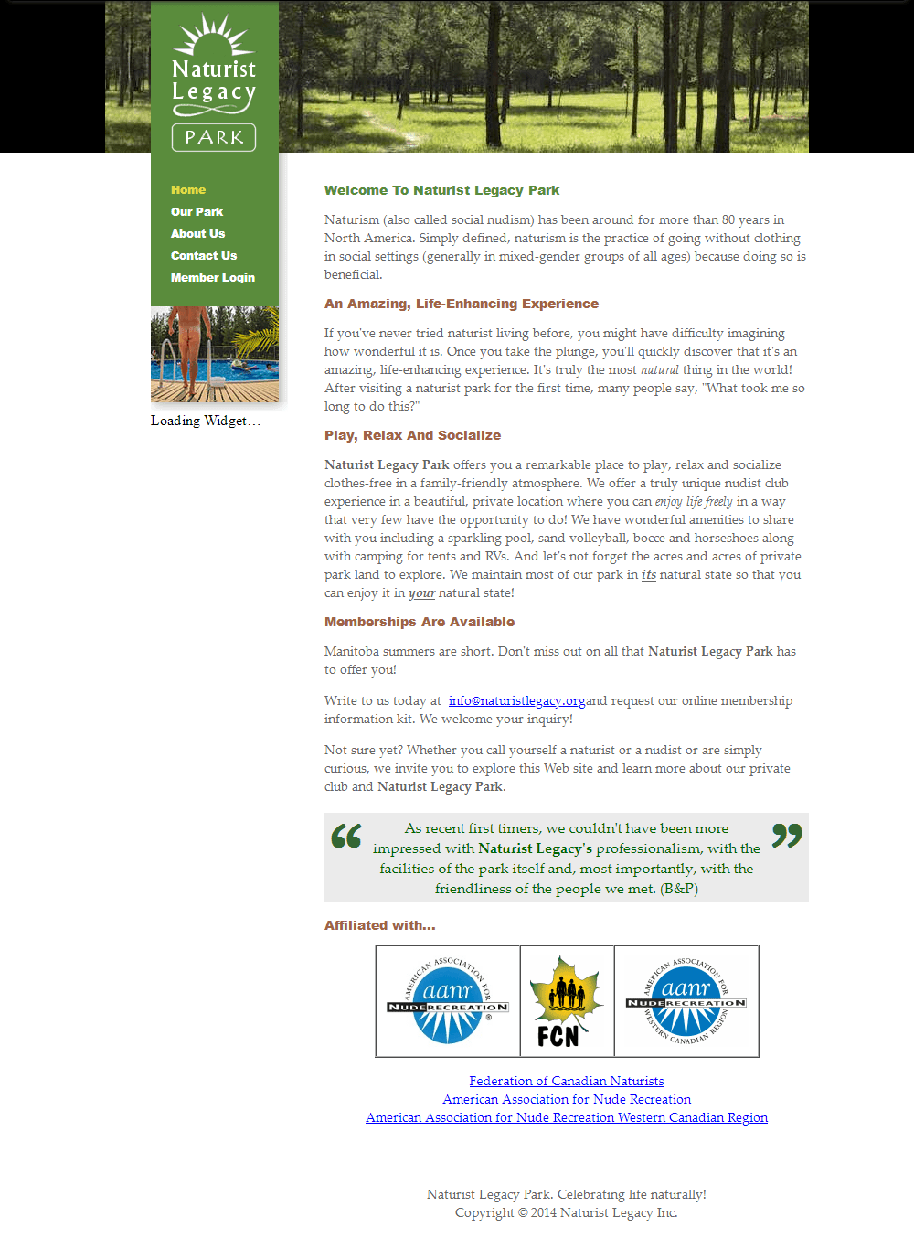 Naturist Legacy History: Their website in 2016