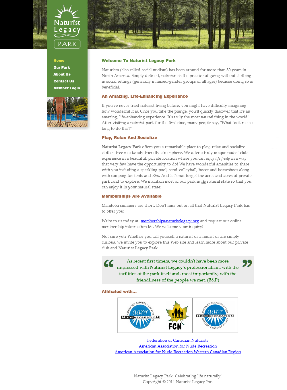 Naturist Legacy History: Their website in 2022